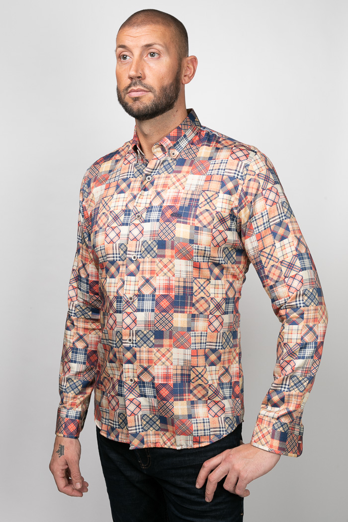Dario Beltran Luque – Tan/Navy Check Pattern Shirt