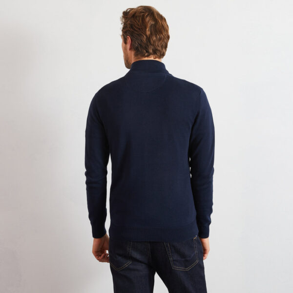 Eden Park Navy Quarter Zip Jumper With Pink Collar - Image 3