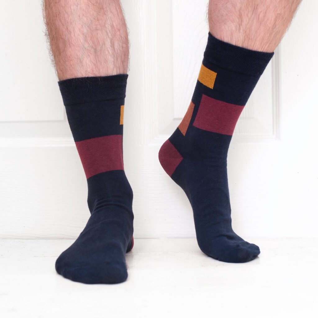 Jemsox Black Socks With Block Pattern