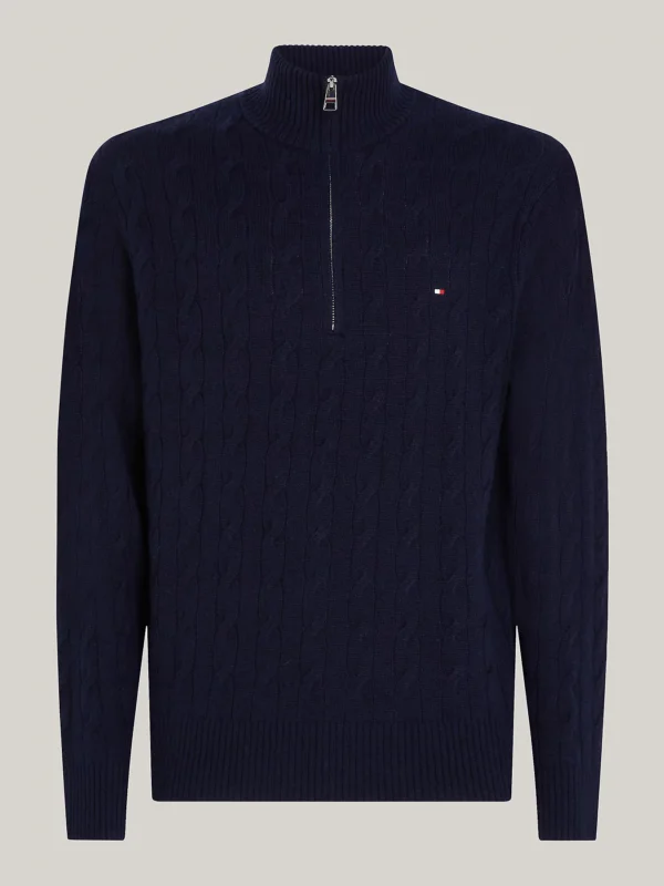 Tommy Hilfiger Lambswool Navy Cable 1/4 Zip - Image 4