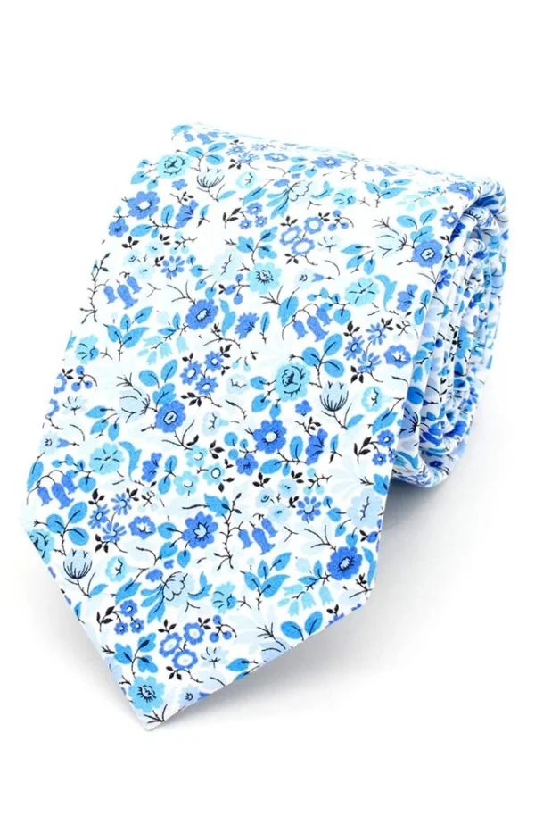 L.A Smith Blue Floral with Black Details Liberty Tie