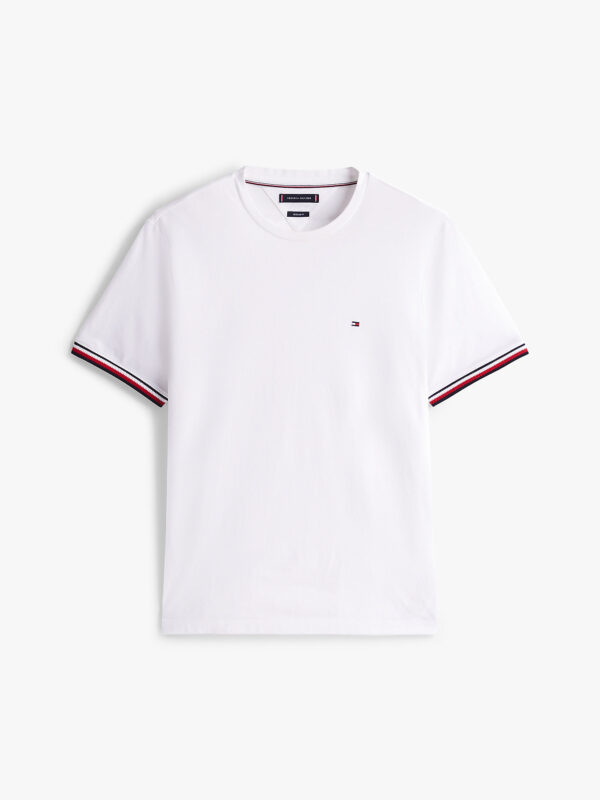 Tommy Hilfiger White T-Shirt Red Cuffs MW0MW38630YBR - Image 5