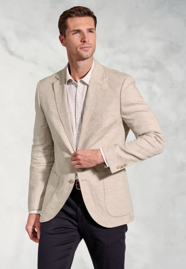 Brook Taverner Eastwood Linen Jacket in Sand